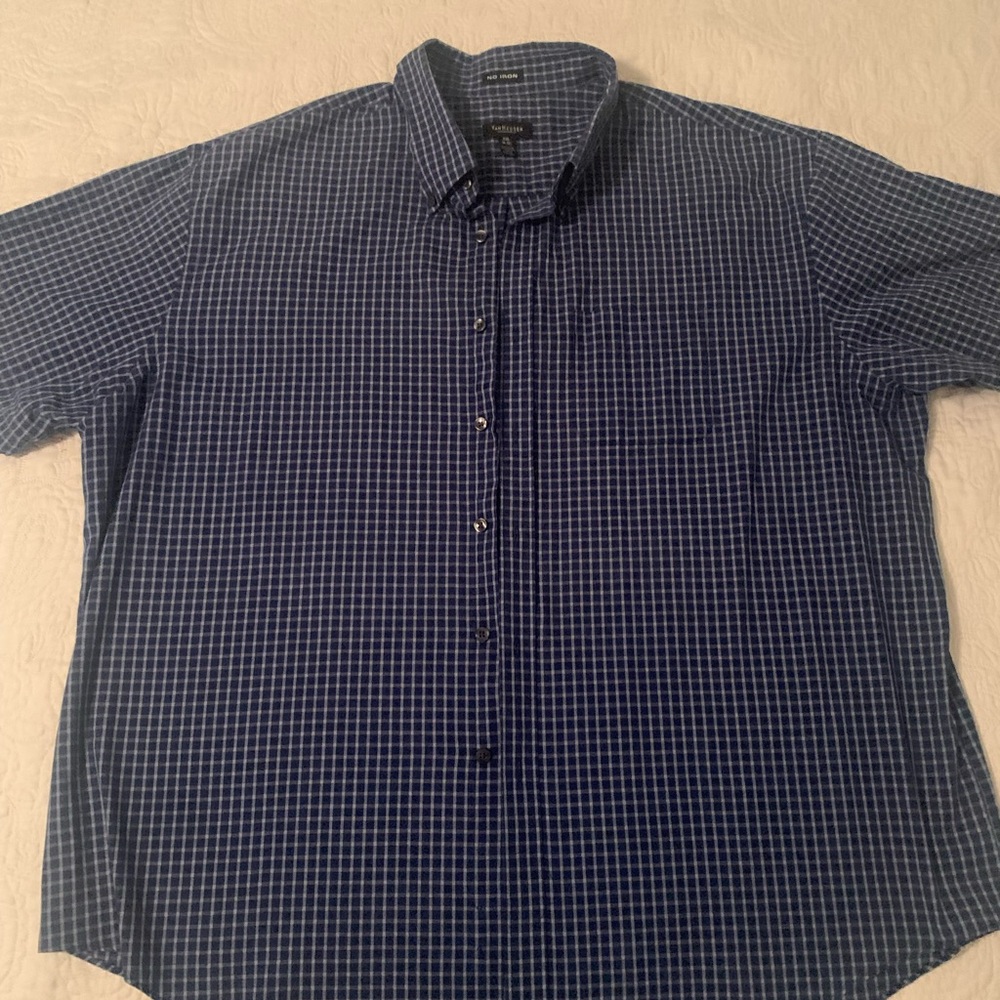 Van Heusen Navy Checkered Button Down Shirt XXL